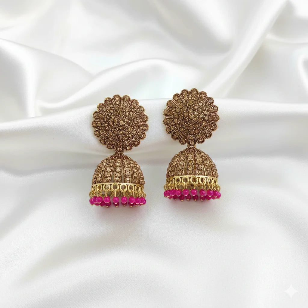 Royal Ethnic Jhumka & Oxidised Earrings Combo Set for Women